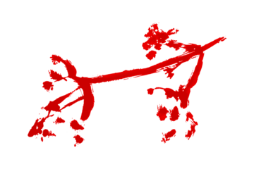 Red watercolor background. Artistic hand paint. Isolated on transparent background.
