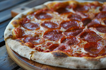 A tasty pepperoni pizza with mozzarella