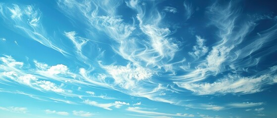 Obraz premium Tranquil Skies: A Serene Landscape of Light, Wispy Clouds