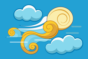 Air currents wind clouds vector art illustration