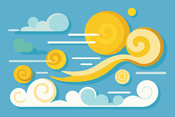 Air currents wind clouds vector art illustration