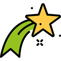 Falling Star Flat Icon. Merry Christmas and Happy New Year