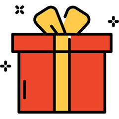 Gift Box Flat Icon. Merry Christmas and Happy New Year