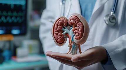 Doctor Holding Kidney Model