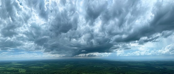 Moody Overcast Sky with Thick Gray Clouds Across Horizon