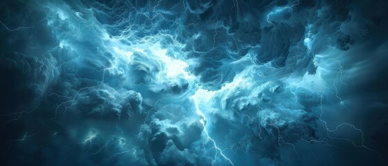 Ominous Stormy Sky with Dark Swirling Clouds and Lightning Flashes.