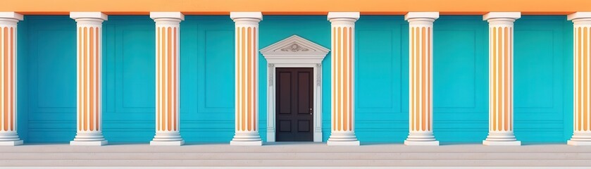 Obraz premium Library exterior, decorative pillars, flat design illustration