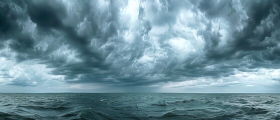 Obraz premium Gloomy Overcast Sky with Thick Gray Clouds Enveloping Horizon