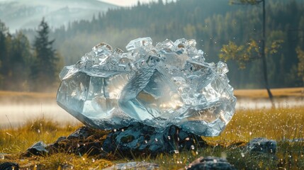 Crystal Ice Sculpture in Nature