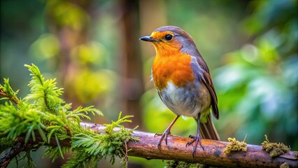 Bird perched on a thick tree branch in a forest setting, bird, branch, tree, perched, wildlife, nature, feathers, wings