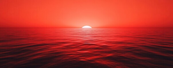 Red ocean horizon with silhouettes of competing brands, Red Ocean Strategy, brand competition