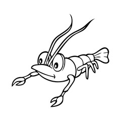 crayfish cartoon sketch vector illustration