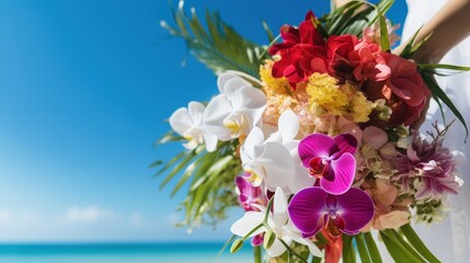 Tropical Wedding Bouquet with Ocean View