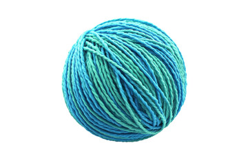 A vibrant ball of blue and green yarn, perfect for knitting or crocheting projects. Ideal for adding a splash of color to handmade crafts.