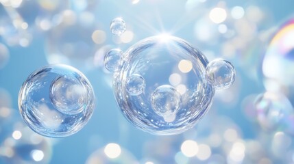 Serene Bubble Bliss - Seamless Realistic Bubble Texture with Transparent Spheres and Reflective Surfaces, Ideal for Playful and Airy Backgrounds