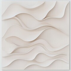 Obraz premium Photorealistic White Wood Sculpture with Wave-Like Organic Shapes on Grey Wall
