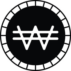 Won Currency Icon for South Korean and North Korean Financial Transactions