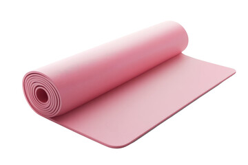 Pink yoga mat rolled on transparent background. perfect for fitness, pilates, and relaxation sessions. Ideal for home or studio use.