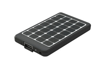 Portable solar charger for mobile devices. Lightweight and efficient, perfect for outdoor activities and emergency power needs.