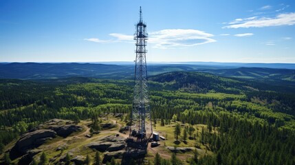 Obraz premium Radio Tower on a Mountaintop