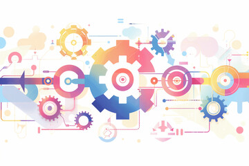 Obraz premium Abstract Colorful Gears and Technology Illustration