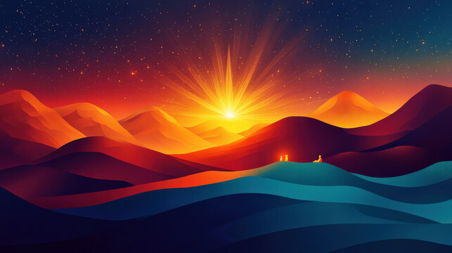 abstract background with simple, clean lines and shapes to represent the nativity scene, capturing the essence of the holiday in a minimalist style