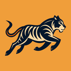 A running Tiger vector silhouette icon illustration