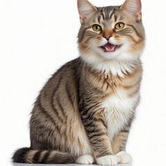 Obraz premium Happy cate, on white background