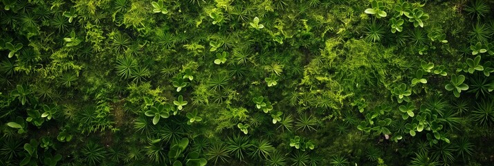 Fototapeta premium A close-up view of green textured moss and vibrant foliage covering the natural ground, showcasing a serene and lush outdoor setting.