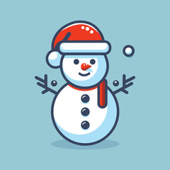 Christmas snowman flat icon vector