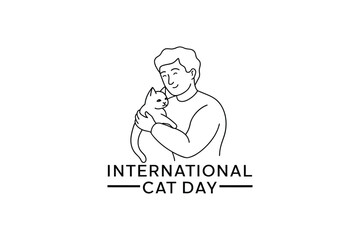 World Cat Day. Vector illustration for the international day of cats. Congratulatory card for cat lovers. Logo, label, emblem, icon for the festival of cats