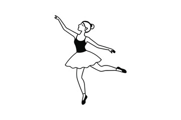 Fototapeta premium Abstract ballet dancer in continuous line art drawing style. Ballerina black linear design isolated on white background. Vector illustration