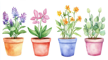 colorful watercolor houseplant pot