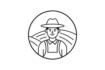 Farmer, Farm and Agriculture Line Icon silhouette 