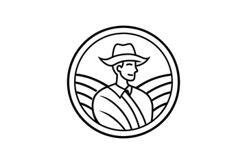 Farmer, Farm and Agriculture Line Icon silhouette 