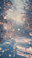 snowy winter forest path phone wallpaper background