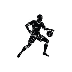 Naklejka premium football player ball short pose silhouette 