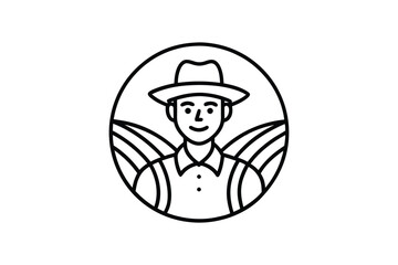 Farmer, Farm and Agriculture Line Icon silhouette 