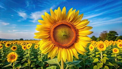 Vibrant large sunflower in full bloom , sunflower, yellow, flower, garden, summer, nature, bloom, petals, vibrant, colorful
