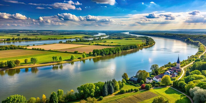 Beautiful scenic view of the Rhine River in Germersheim, Germany , Rhine, River, Germersheim, Germany, Scenic, View