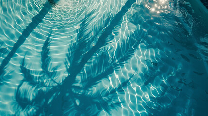 Swimming pool background with palm tree shadow 