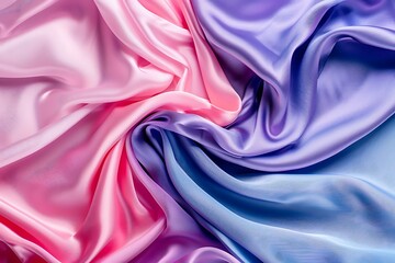 Obraz premium A beautiful arrangement of soft pink and purple satin fabric, flowing and intertwining, creating a sense of elegance and luxury.
