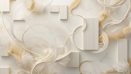 Abstract organic rectangular and circular lines as wallpaper illustration