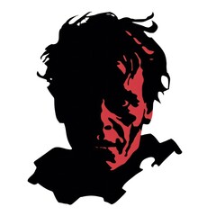 Horror and scary face halloween silhouette white background splattered.