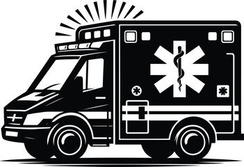 Ambulance silhouette flat vector illustration isolated on a white background