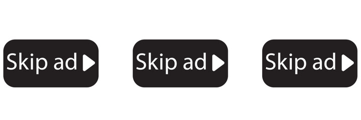 Fototapeta premium Skip ads button icon vector in clipart style. Advertising elements