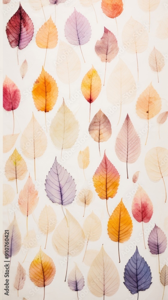 Poster Colorful pressed leaves wallpaper backgrounds textured pattern.