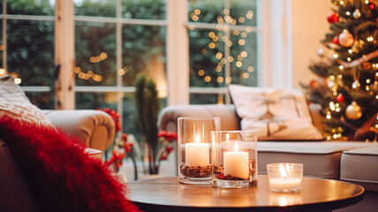 Christmas home decor, country cottage style house decoration for an English countryside home interior design, winter holiday celebration and festive atmosphere, Merry Christmas and Happy Holidays