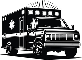 Ambulance silhouette flat vector illustration isolated on a white background