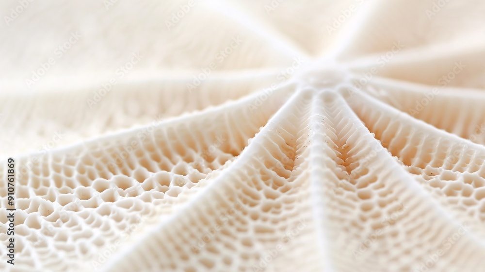 Poster hyper-realistic macro photograph of a sand dollar's intricate surface pattern, fine details of pores